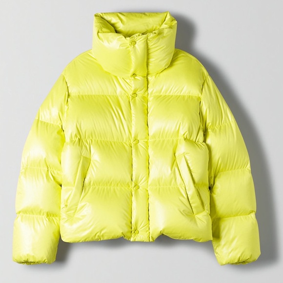 Aritzia TNA Puffer Jacket Mega Shorty Yellow Small - Picture 16 of 16